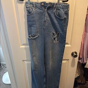 PLAYBOY Blue Jeans with rhinestone Bunny Patch